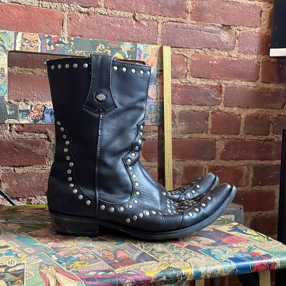 🤠 VINTAGE Studded Harley Davidson Cowboy Boots 🤠
